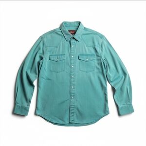 Lucchese Western Pearl Snap Shirt XL Teal Cotton